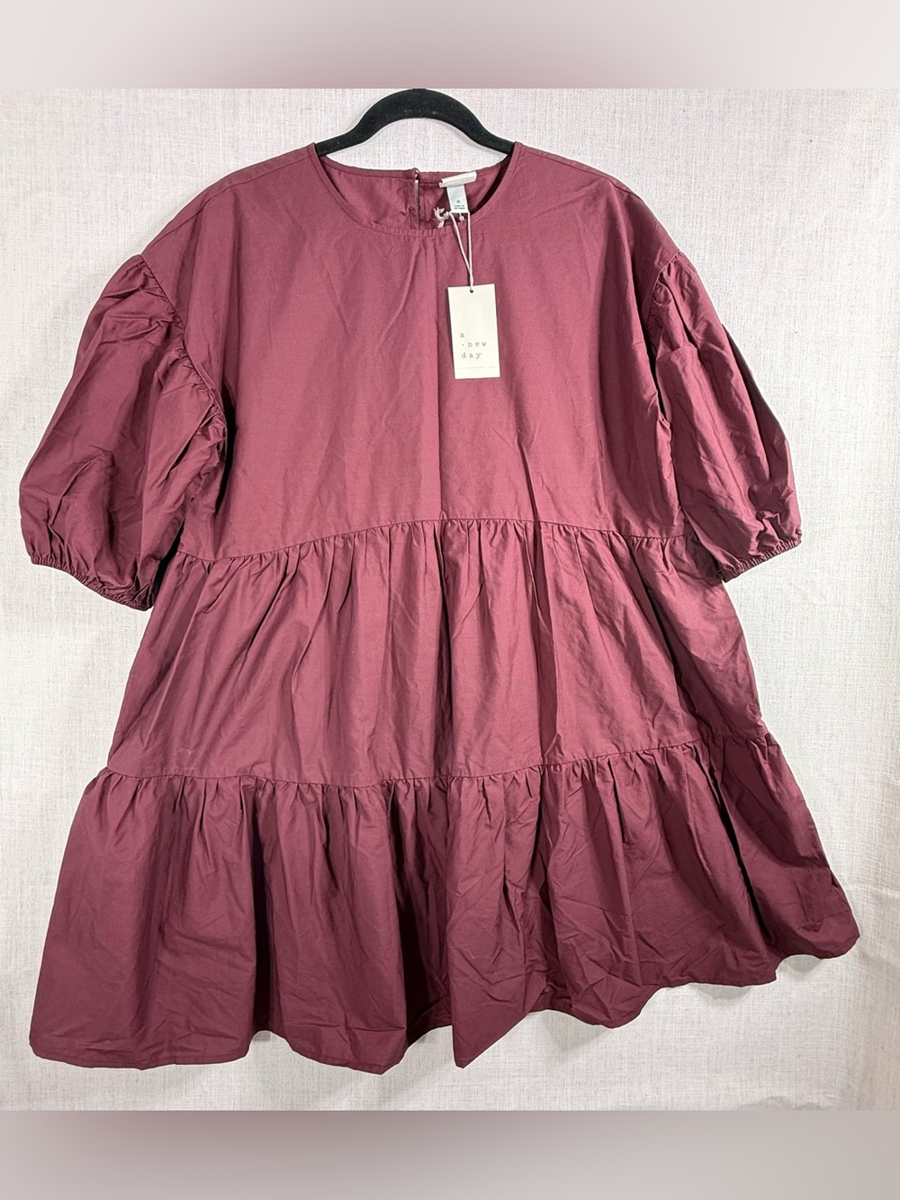 a new day Girls' Mauve Tiered Puff-Sleeve Dress